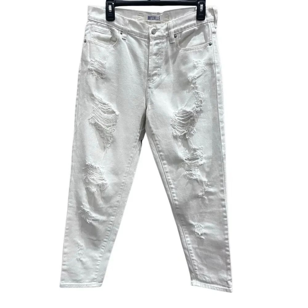 Brandy Melville distressed boyfriend jeans White Size 28
